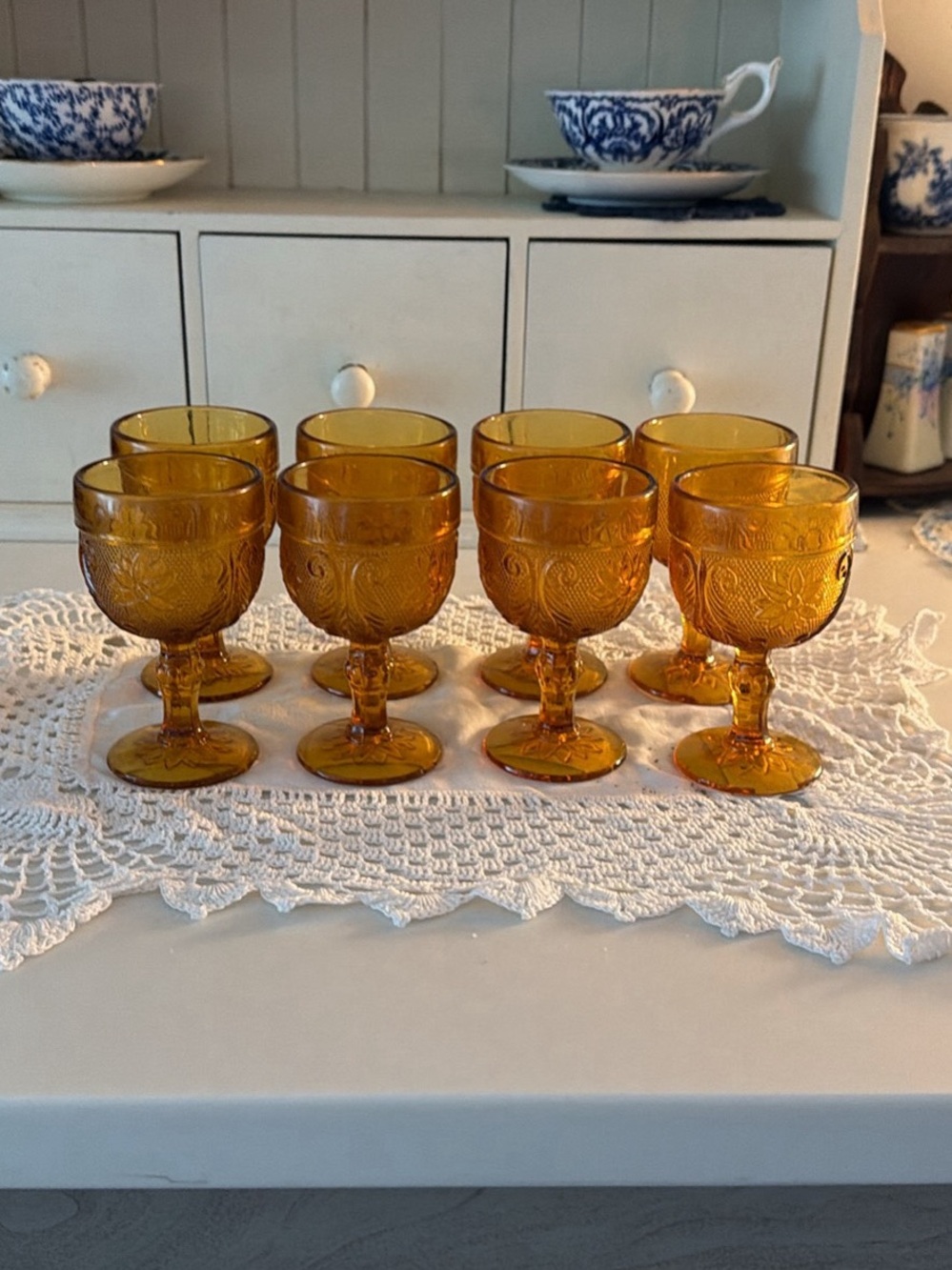 Indiana Glass Tiera Sandwich Goblets - Set of 8